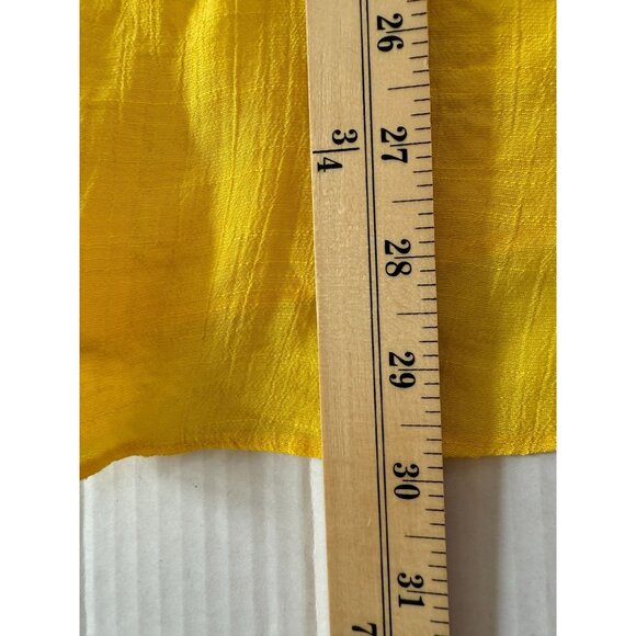 Zac & Rachel Woman Yellow Button-Down Blouse 3X with Roll-Tab Sleeves Gauze Boho - Picture 6 of 10